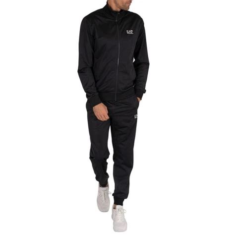 Emporio Armani Ea7 Funnel Neck Zip Black Polyester Tracksuit Clothing