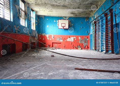 Old Sports Hall At School With A Basketball Stock Image Image Of