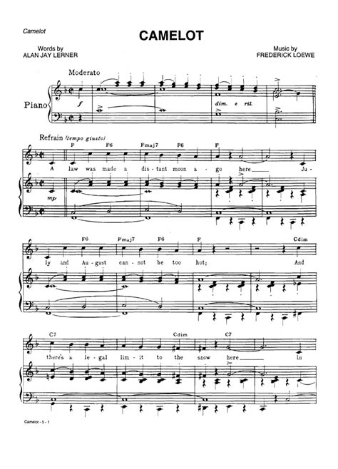 CAMELOT Musical Piano Sheet music | Easy Sheet Music