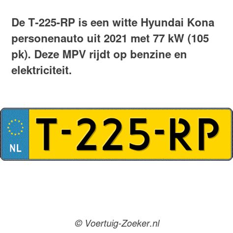 Kenteken T 225 RP Hyundai Kona Auto T225RP Voertuig Zoeker Nl