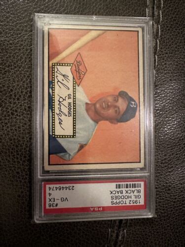 1952 Topps 36 Gil Hodges Brooklyn Dodgers PSA 4 VG EX Nice Centering