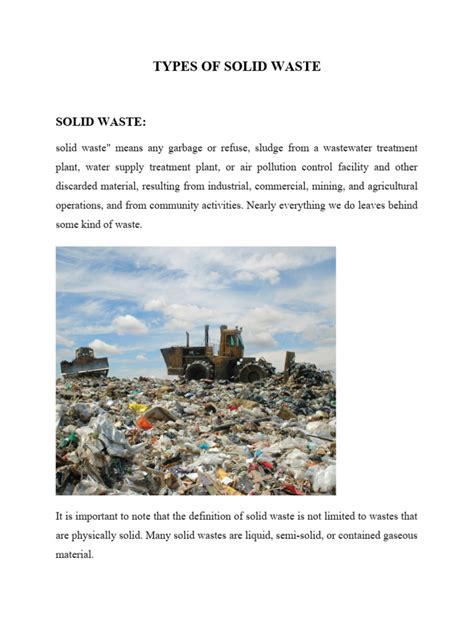 TYPES OF SOLID WASTE | PDF | Waste | Electronic Waste