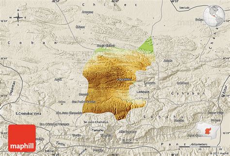 Physical Map Of San Pedro Carcha Shaded Relief Outside