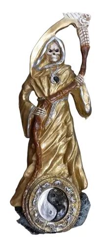 Santa Muerte Dorada Atrayente De Riqueza Abundancia 34 Cm Meses Sin