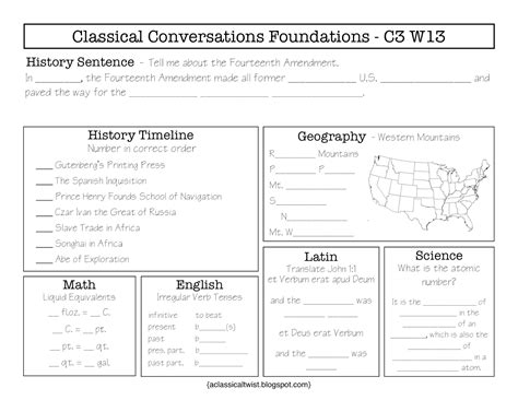 Homeschooling With A Classical Twist Cycle 3 Week 13 Review Sheets