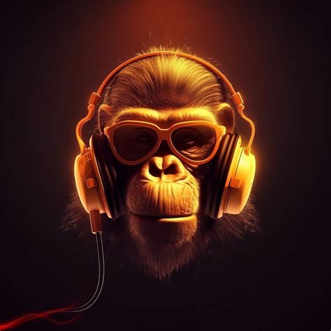 Premium Ai Image Arafed Monkey With Sunglasses And Headphones On