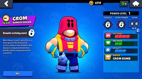 New Brawler Grom In Game New Skin On Griff In Brawl Stars Look