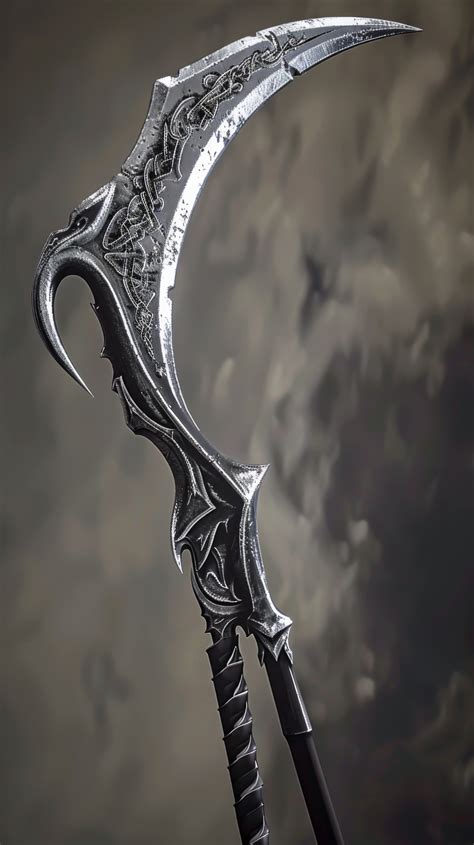 Fantasy Scythe Ornate Scythe Illustration Grim Reaper Weapon Design