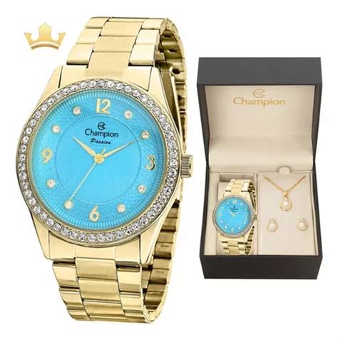 Kit De Reloj Champion CN28884c Para Mujer Con Correa Dorada Bisel