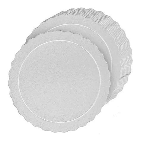 10 Cake Board PRATA Base Para Bolo Laminada Redonda Detalhada 12cm