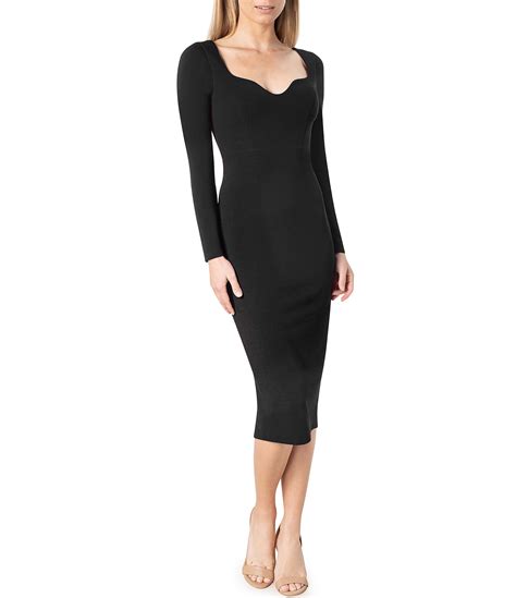 Dress The Population Sonia Sweetheart Neck Long Sleeve Midi Dress Dillard S