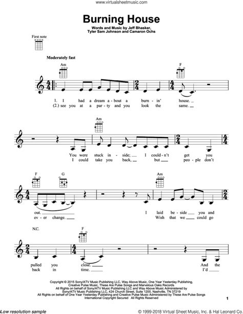 Burning House Sheet Music For Ukulele Pdf Interactive