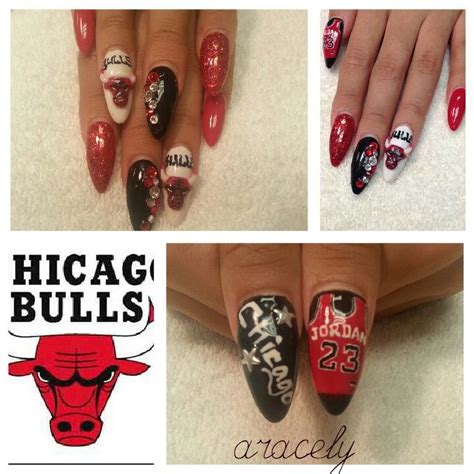 Chicago Bulls Nails Nail Art Acrylic Nails