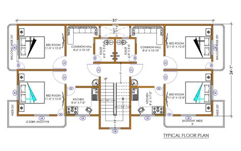 Typical Apartment Floor Plan AutoCAD Drawing DWG File Cadbull