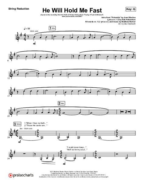 He Will Hold Me Fast Sheet Music Pdf Keith Kristyn Getty Praisecharts