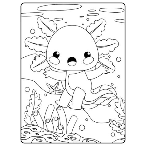 Cute Axolotl Coloring Page Digital Download Axolotls Kawaii 47 Off