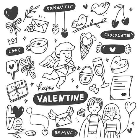 Premium Vector Set Of Hand Drawn Valentines In Doodle Style