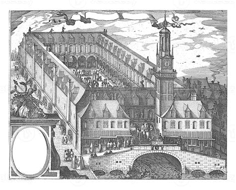 Bird's-eye view of the Stock Exchange of Hendrik de Keyser in Amsterdam