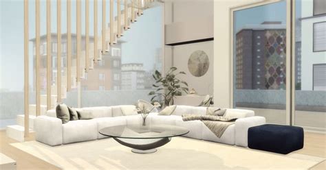 All White Penthouse By MaryWho Living Room Sims 4 Sims 4 Cc