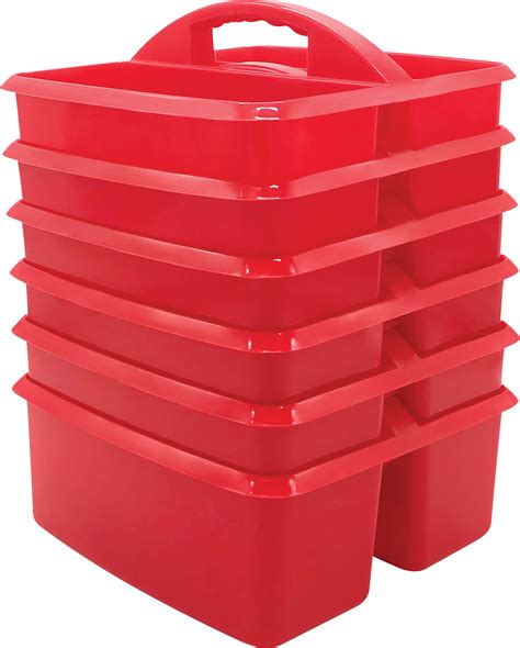 Red Plastic Storage Caddies 6 Pack Tcr32257 Teacher Created Resources