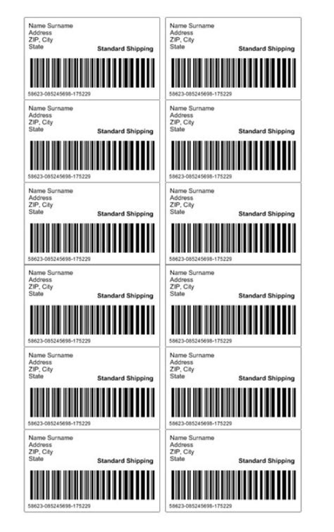 Shipping Label Template Printable