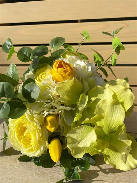 Yellow Flower Arrangement Orchid Bouquet Tulip Bouquet Home - Etsy