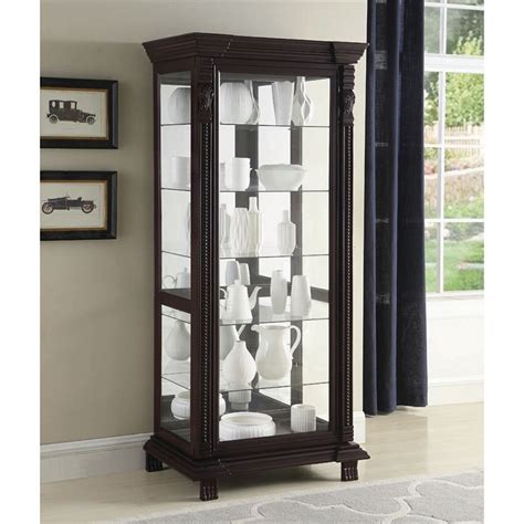 Coaster Shelf Curio Cabinet In Cappuccino