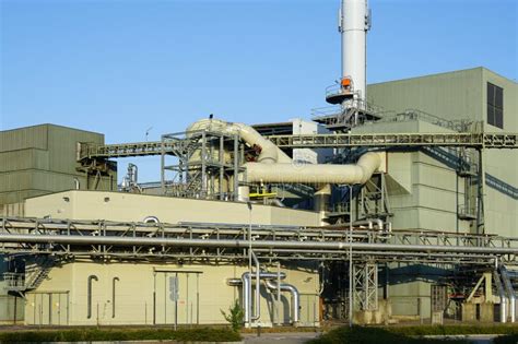 Modern Biomass Cogeneration Power Plant Equipment With A Mountain Of