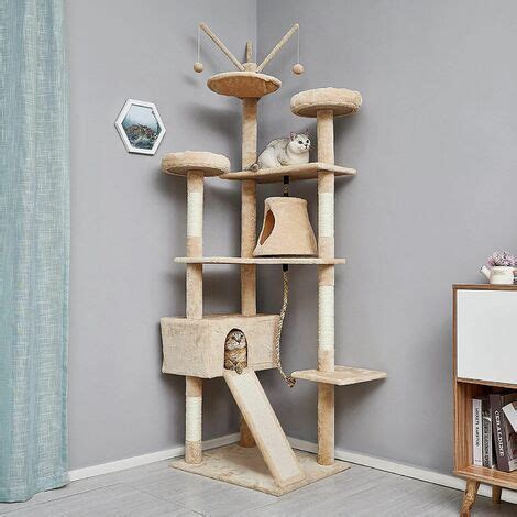 Mondeer Arbre à Chat Hauteur de 210 cm avec Plate Formes Grande