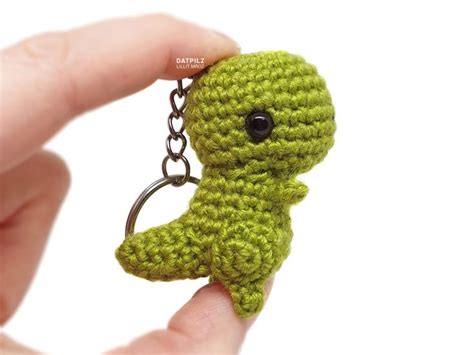 Crochet Pattern T Rex Keychain Amigurumi Etsy Small Crochet Ts Crochet Keychain Pattern