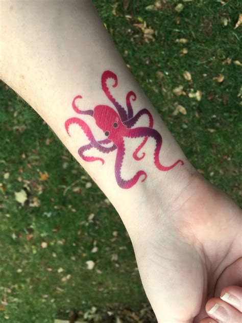 Octopus Temporary Tattoo Choice Of Pink Or Orange Etsy