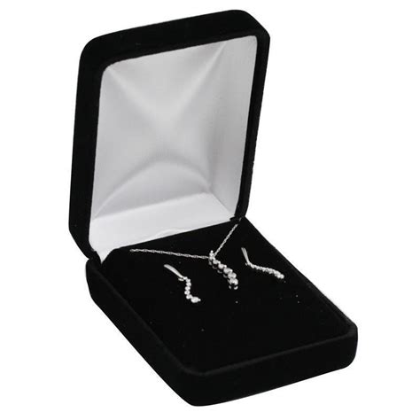 Black Velvet Jewelry T Box Necklace Earrings Set Presentation Deluxe Boxes Ebay