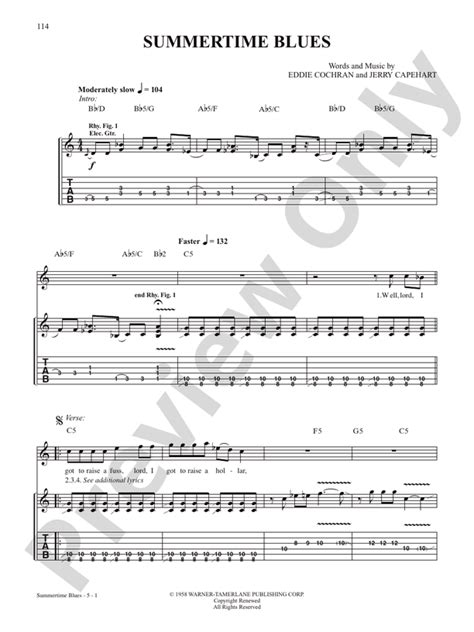 Summertime Blues: Guitar: Blue Cheer - Digital Sheet Music Download