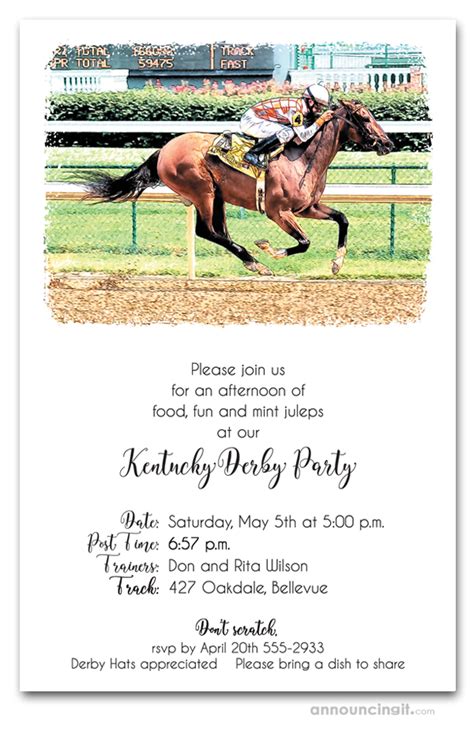 Winning Ride Kentucky Derby Horse Racing Party Invitations