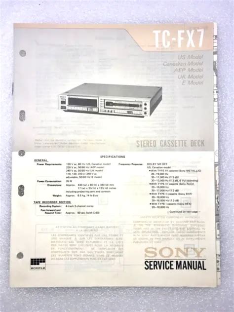 Original Oem Sony Tc Fx6c Service Manual Repair Stereo Cassette Deck