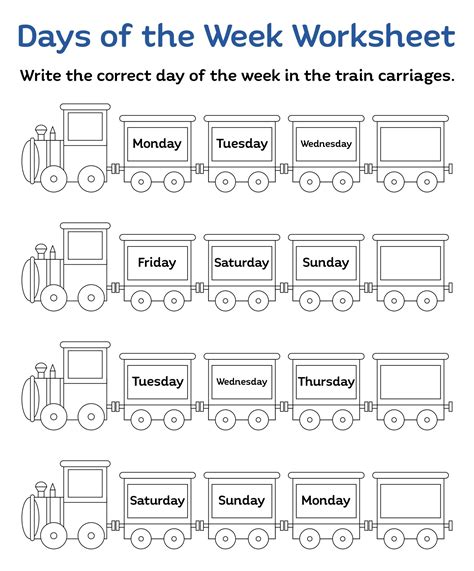 Days Of The Week Train Free Pdf Printables Printablee Train