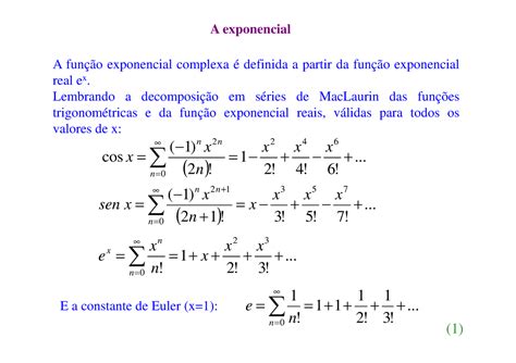 Aula 3 Complexos Exponencial A Exponencial A Função Exponencial