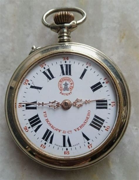 FRITZ ROSKOPF VERDADERO PATENT WINDING POCKET WATCH PORCELAIN DIAL