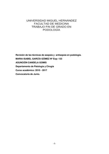 Revisi N De T Cnicas De Asepsia Y Antisepsia En Podolog A Salud