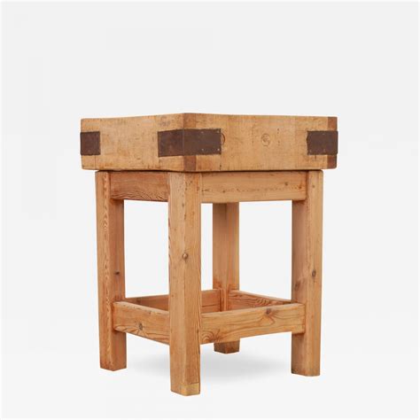 English Raw Pine Chopping Block Table