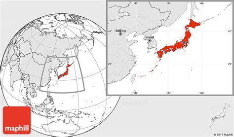 Blank Location Map of Japan, highlighted continent