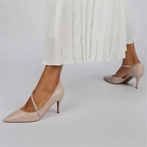 Stiletto Nude Leather Nude Shoes Luisa Toledo Mid Heel Pumps