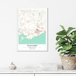 Guayama Map Print City Map Gift Guayama Puerto Rico Map | Etsy