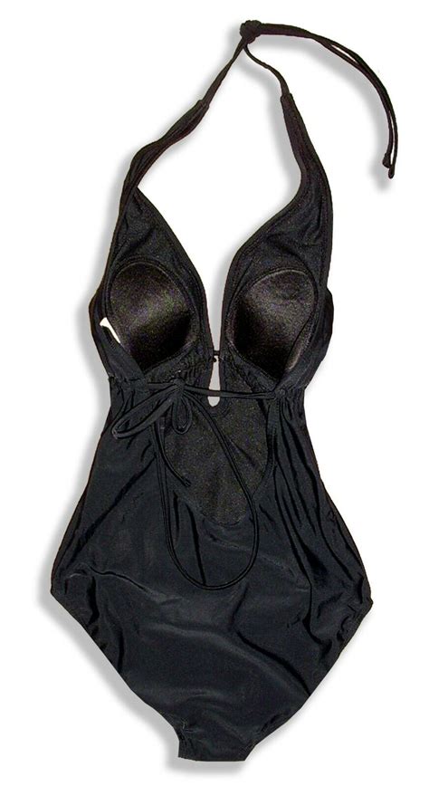 Merona Black Halter One Piece Swimsuit With Padding And Back Tie S M EBay