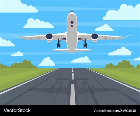 Airplane runway landing or taking off plane Vector Image