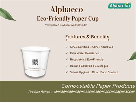 Plastic Free Compostable Paper Cup Alpha Eco Ml Compostable Paper