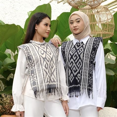 Jual Tora Vest Unisex Etnik Tenun Ikat Dayak Outer Tenun Toraja Songket Cardigan Outer Tenun