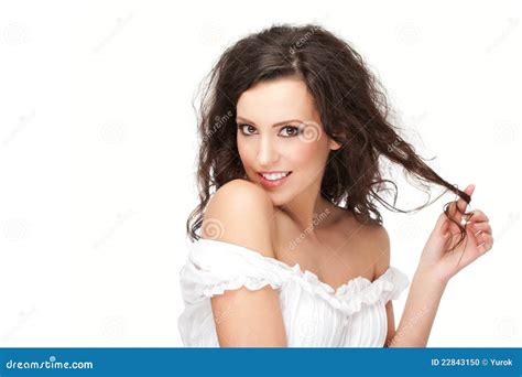 Gorgeous Brunette Posing Stock Photo Image Of Flirting 22843150