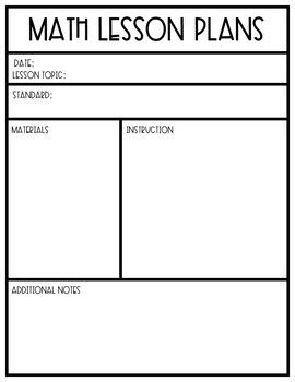 Editable Math Lesson Plan Templates By Creation Education Tpt