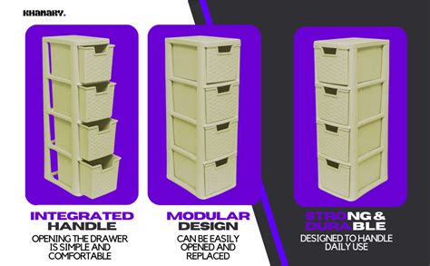 4 Drawer Tower Storage Unit A5 Medium Plastic Organizer Home Kitchen